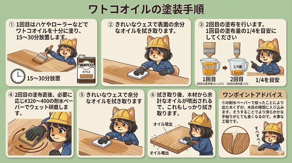 ワトコオイルの塗装手順