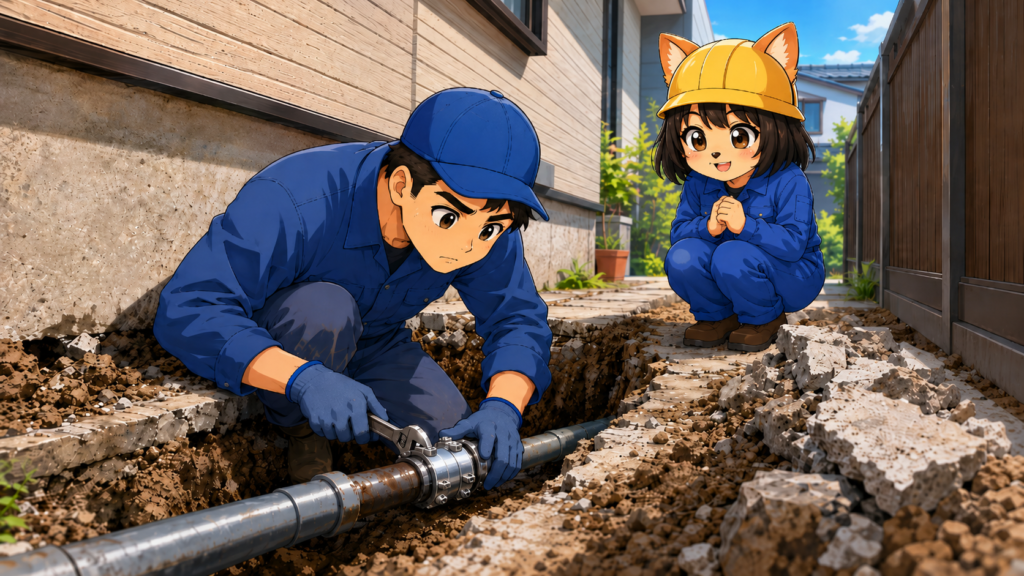 業者に水道管を修理してもらう