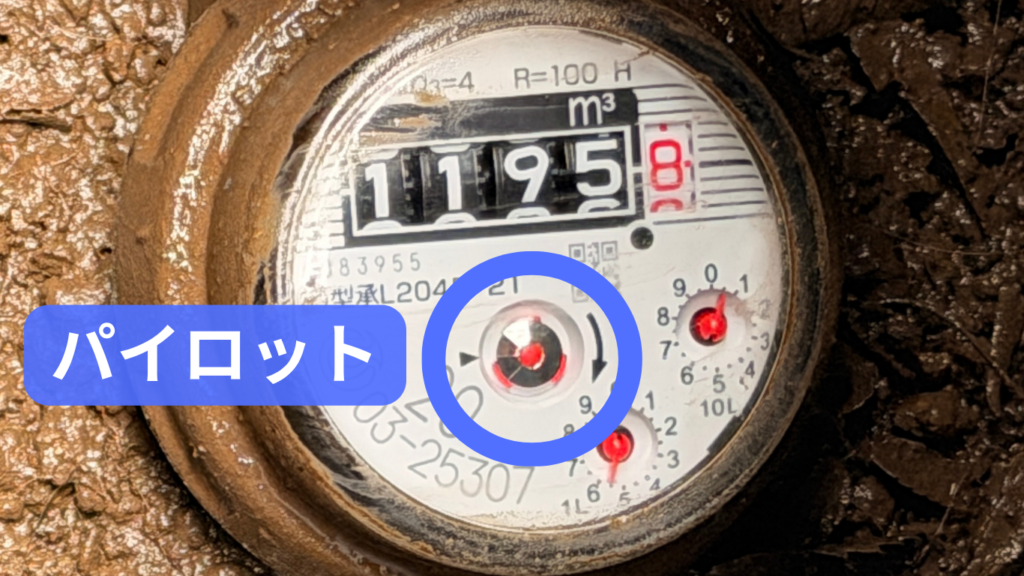 水道メーターのパイロットの場所の説明です