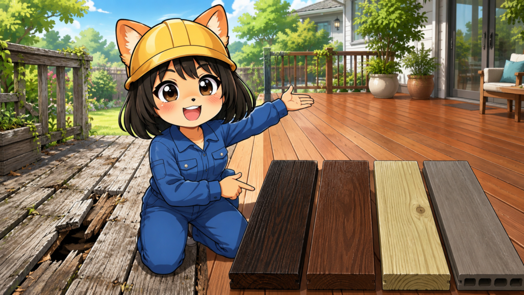 ッドデッキ 屋外用木材の種類比較る